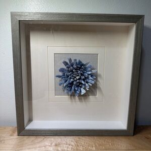 Blue Kyanite Crystal Shadow Box Wall Art Framed Mineral Sculpture 13.5" Decor